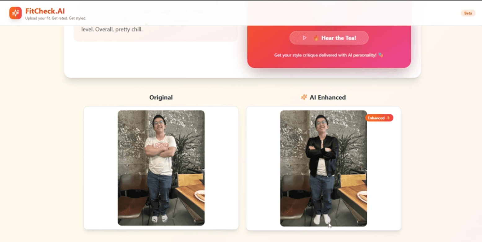 FitCheck AI outfit feedback interface