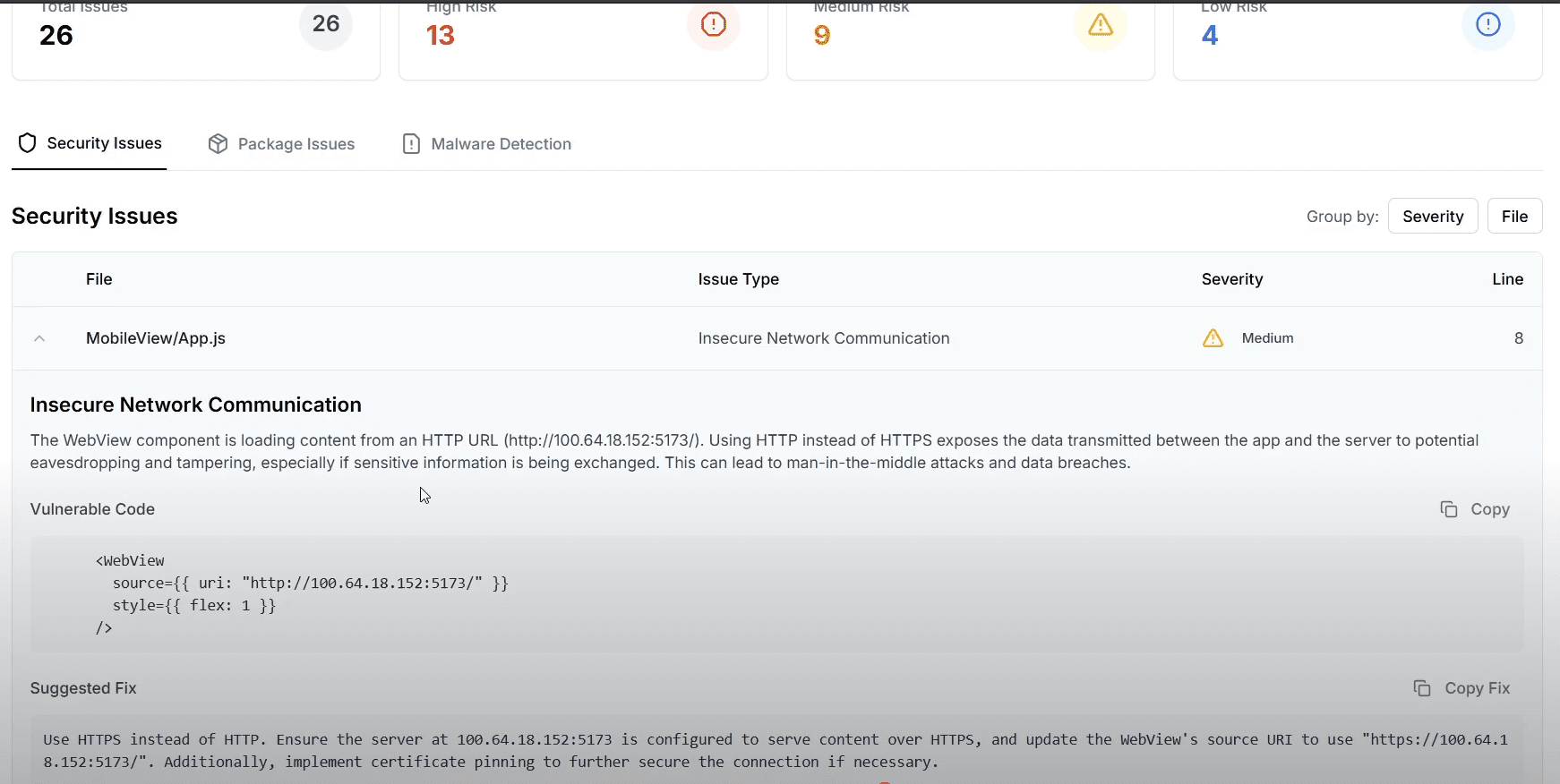 Secure AI repository analysis interface